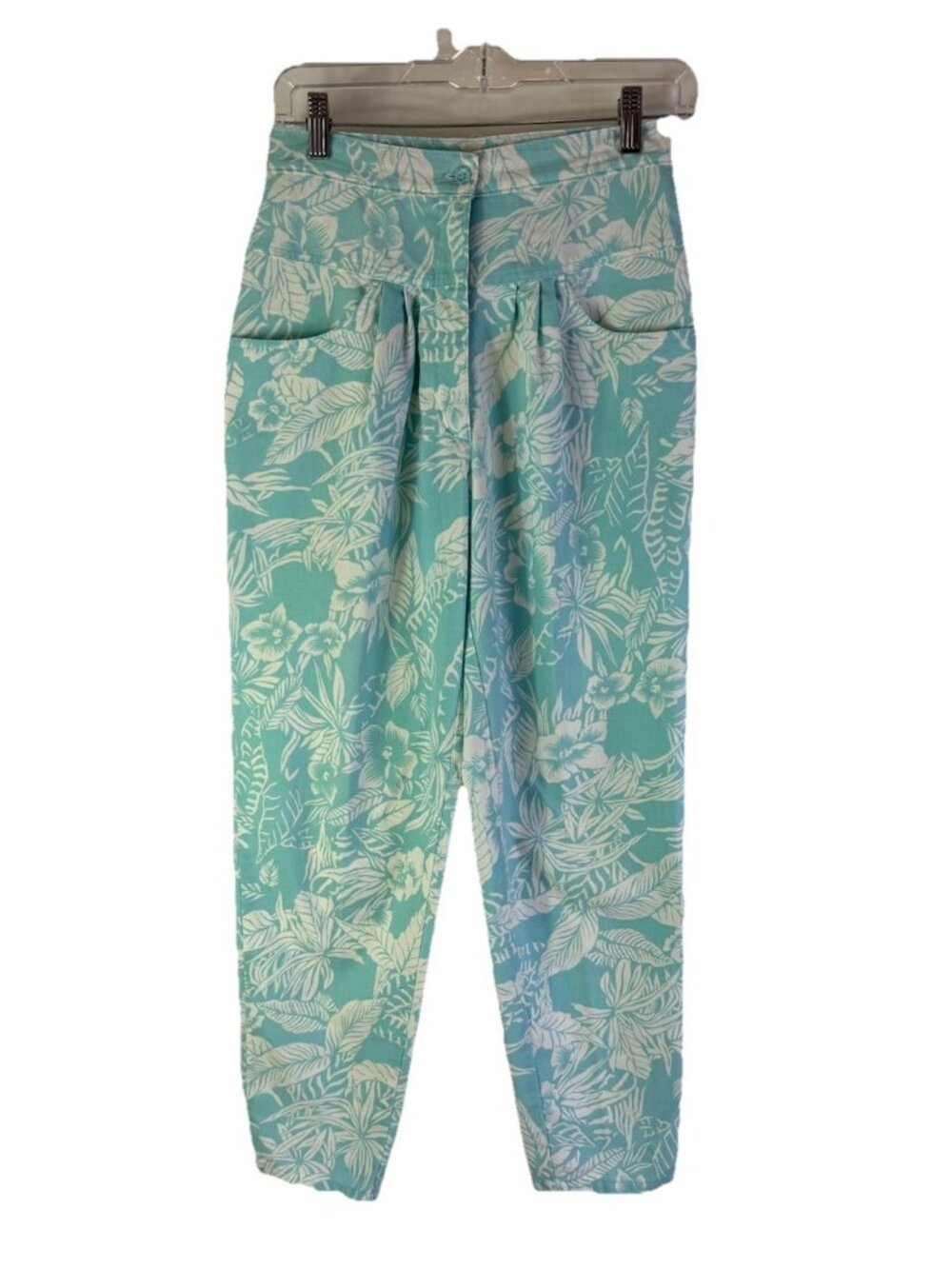 Vintage 80s Streetwear Pants Hawaiian Floral Flowers Pleated High Rise